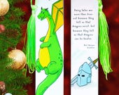 Fantasy Dragon Bookmark with Neil Gaiman Quote | Hand-drawn
