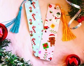 Christmas Pattern Bookmarks | Candy Cane | Gingerbread men | Santa | Holly | Snowman | Stocking Stuffer