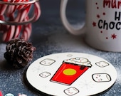 Winter Hot Chocolate Coaster – Festive Drink Coaster