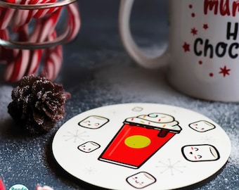 Winter Hot Chocolate Coaster – Festive Drink Coaster