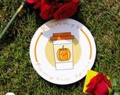 Personalised Pumpkin Spice Coffee Coaster | Cork | Cartoon Pumpkin design |