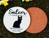 Salem Coffee House Coaster - Black Cat Illustration | Halloween Gifts