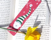Personalized Christmas Bookmark: Polar Bear, Snowflakes, Aluminum Stocking Stuffer
