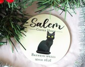 Salem Coffee House Coaster - Black Cat Illustration | Halloween Gifts