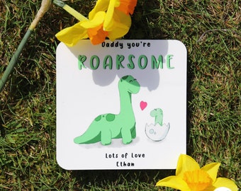 You're Roarsome | Customisable coaster featuring cute hand-drawn dinosaurs | Mother's Day | Step-Mum