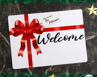 Christmas Family Welcome Sign - Personalized Christmas Decor
