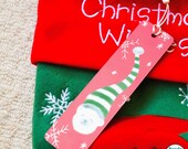 Personalized Christmas Bookmark: Polar Bear, Snowflakes, Aluminum Stocking Stuffer
