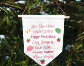 Hot Chocolate & Cosy Nights Linen Flag | Christmas | Christmas Farmhouse Decor | Winter Comfort