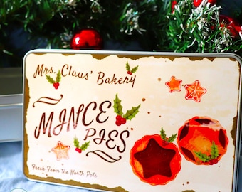 Christmas Storage Tin - Mrs. Claus' Bakery Mince Pies