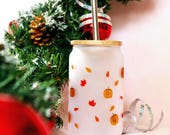 Autumn Pumpkin Patch Frosted Drink Glass Can