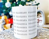 Customizable Binary Code Mug - Uniquely Translated Message, Perfect Coding Gift! |