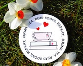 Book Lover Coaster: Drink Tea, Read Books - Coffee Design Available