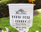 Mrs. Claus Bakery Linen Flag: Christmas Kitchen Decor