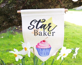 Star Baker Sign Linen Flag | Easter Gift