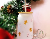 Christmas or Gingerbread Men Frosted Glass Tumbler | Winter Wonderland | Christmas Eve Box