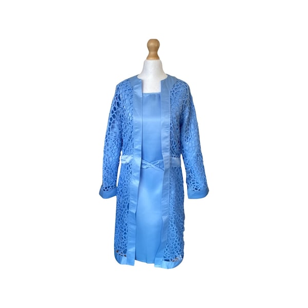 Blue satin and lace Co-ord