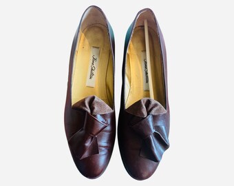 Jane Shilton Cherry Brown Bow Front Leather Loafers