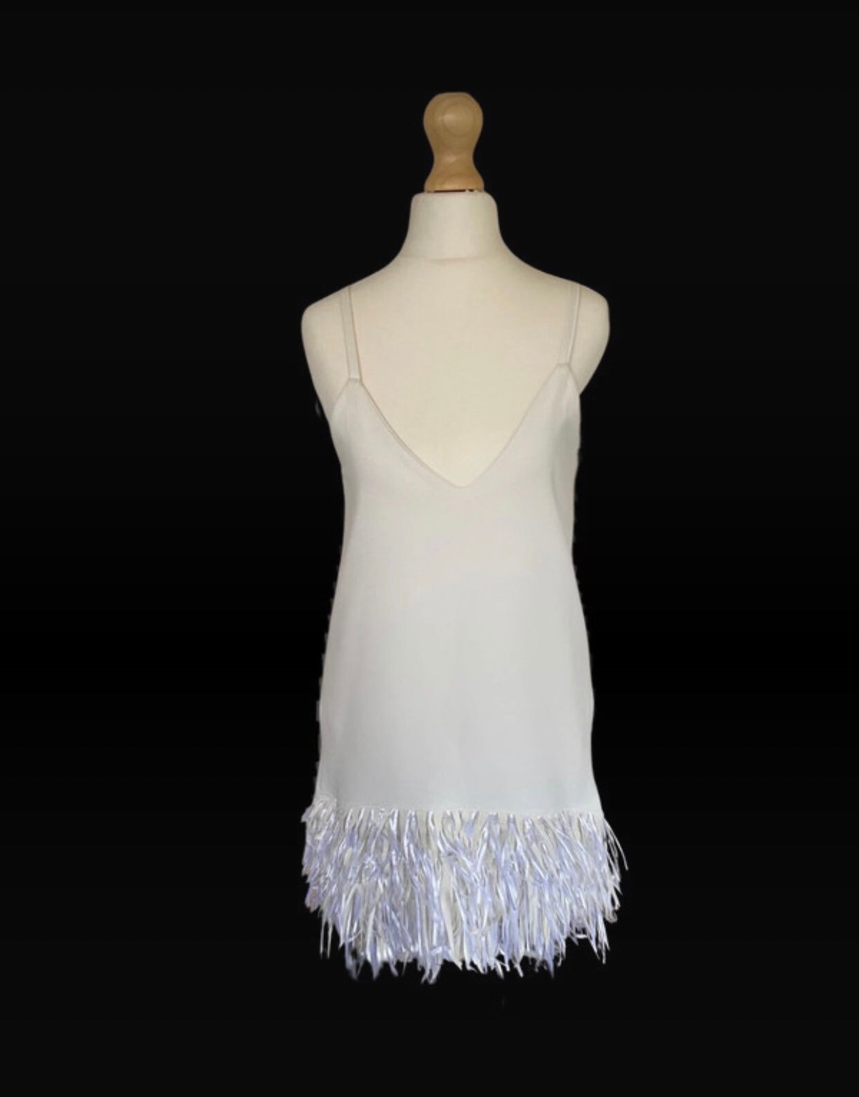 maison celon feather fringe cami dress