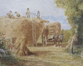 Henry Maplestone RWS (1819-1884): watercolour, Harvest Time, signed and dated 1862