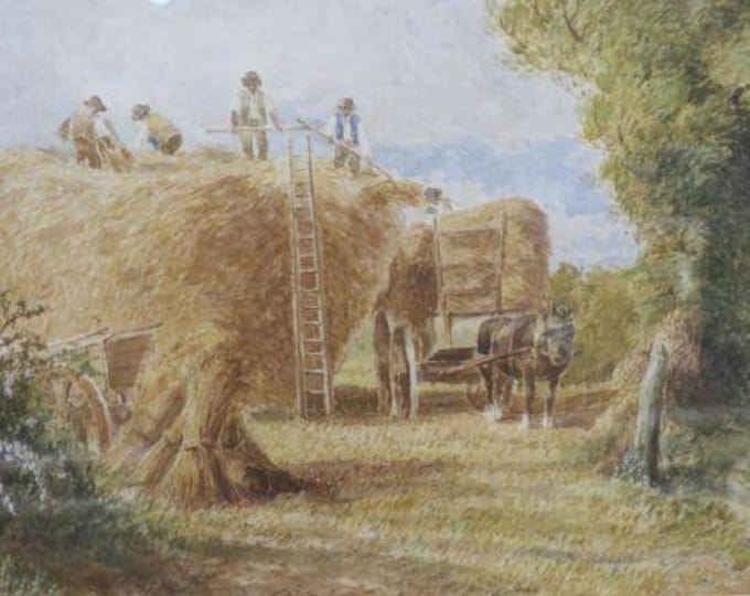 Henry Maplestone RWS (1819-1884): watercolour, Harvest Time, signed and dated 1862