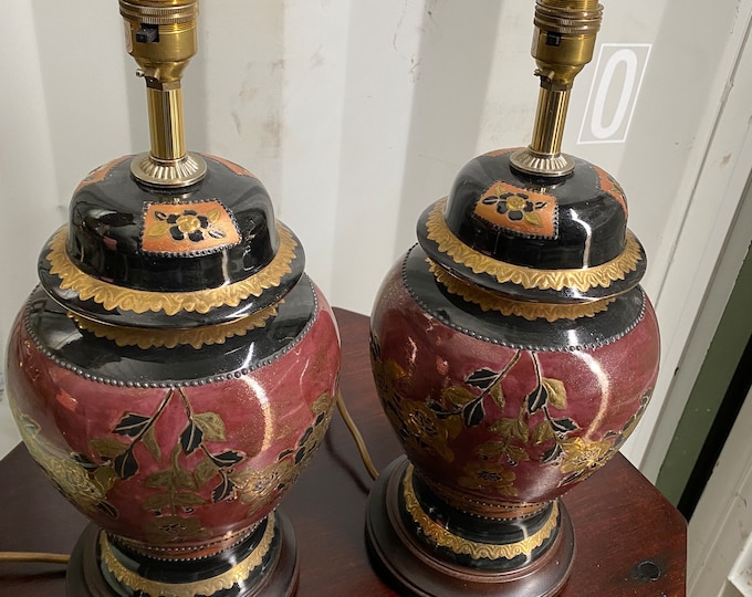 Matching pair of Gregory Chinese style table lamps