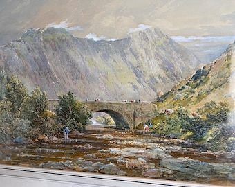 Edgar Woollatt Watercolour Painting: Glen Devon Bridge Landscape