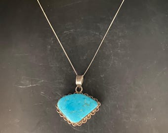 A Vintage 925 Silver and genuine Turquoise Pendant