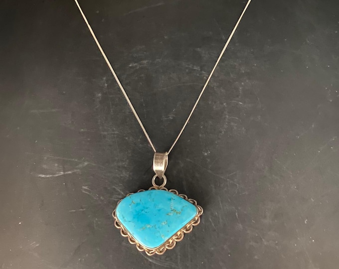 A Vintage 925 Silver and genuine Turquoise Pendant