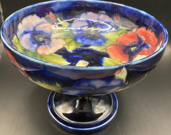 Moorcroft Pansy Pattern Compote Bowl 1930's