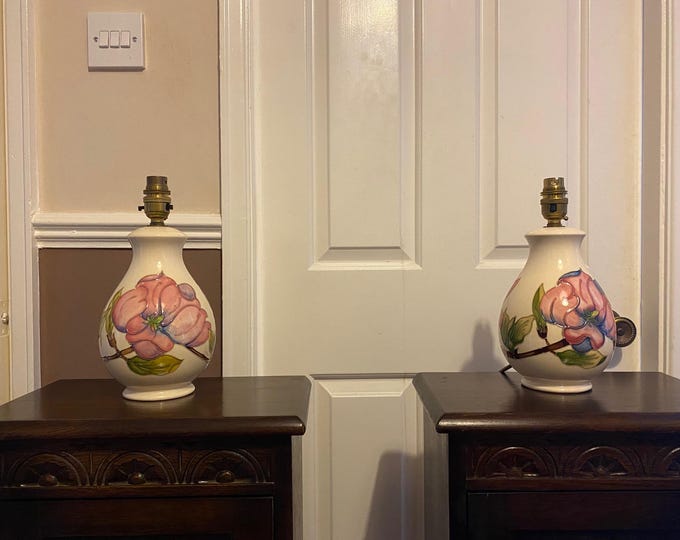 A matching pair of Moorcroft table lamps