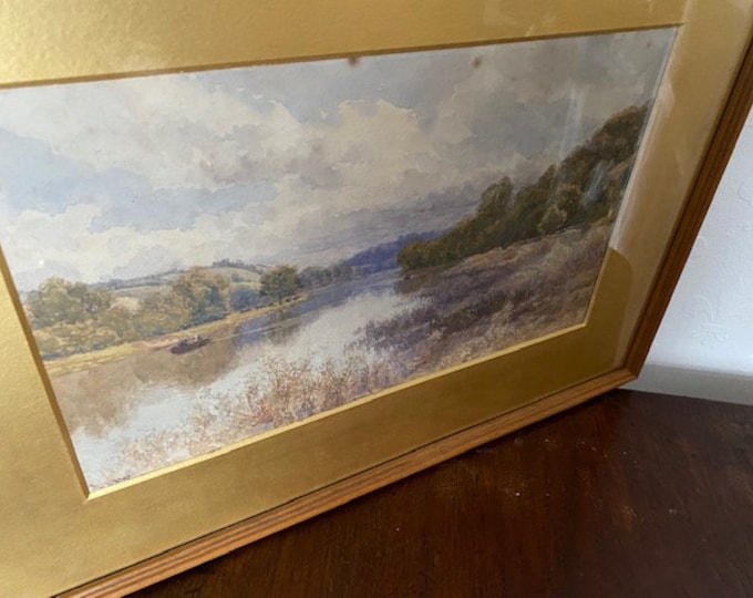David Law RBA RPE (1831 - 1902) Original Watercolour Depicting Punt on River Scene
