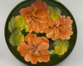 Moorcroft Plate Hibiscus pattern