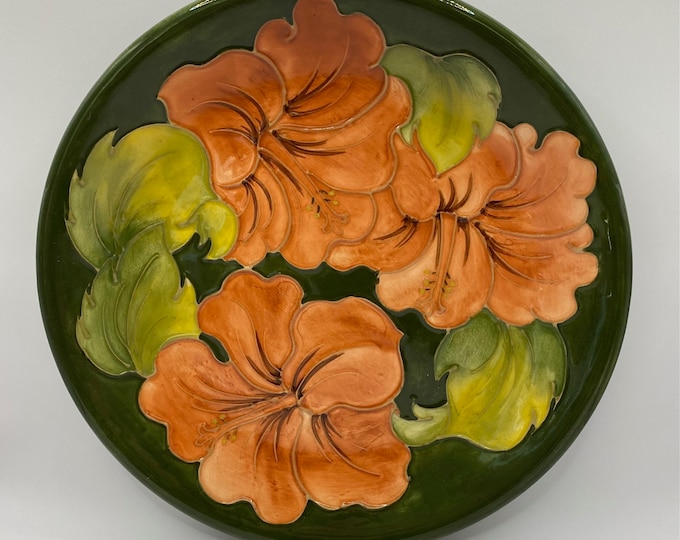 Moorcroft Plate Hibiscus pattern