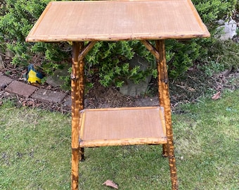 Antique Tiger Bamboo Side Table