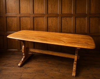 Vintage Mid-Century Ercol Large Refectory Dining Table
