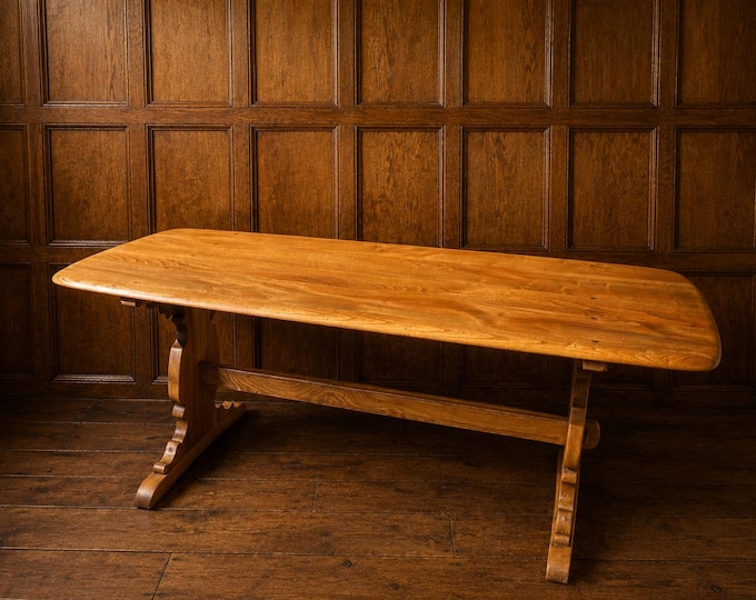 Vintage Mid-Century Ercol Large Refectory Dining Table