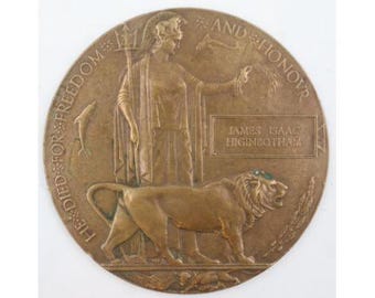 British WWI bronze death plaque