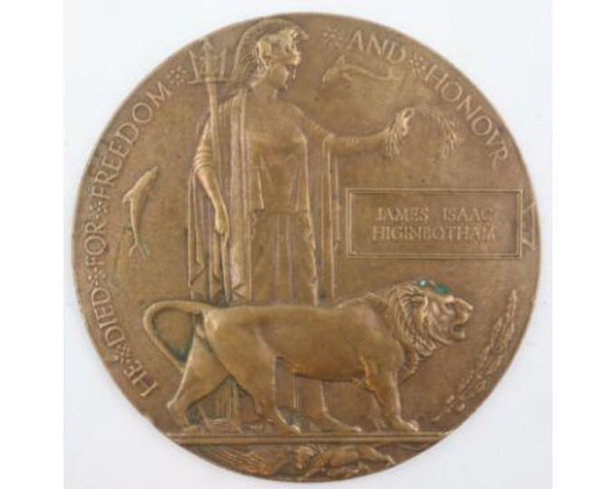 British WWI bronze death plaque