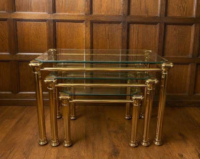 Gold and glass nest of tables