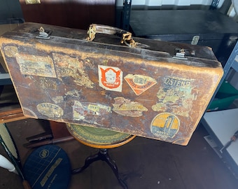 Antique leather suitcase