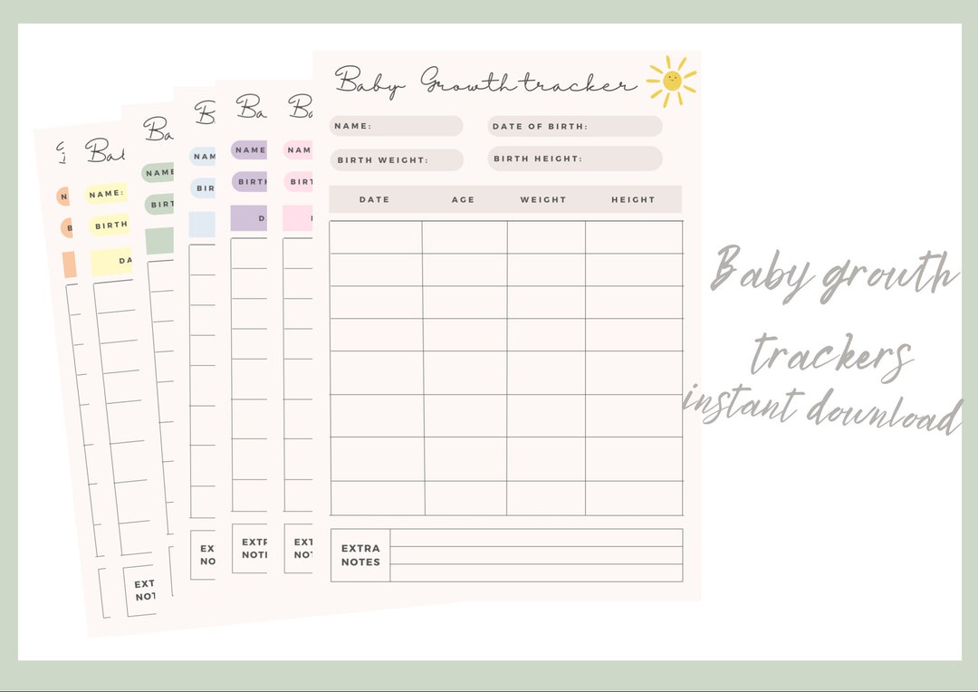 NEW Printable Baby Growth Chart Infant Growth Log Growth - Etsy
