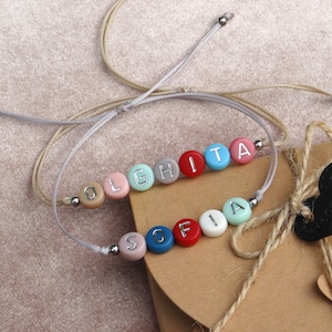 Namensarmband Makramee.Freundschafts-Kundenarmband.Sommer-Shamballa-Armband.Passendes Armband.Perlenverstellbares Unisex-Armband.Smartes Geschenk