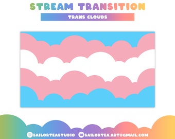 Trans Flag Cloud Stinger Transition | P2U Premade Set Screen Overlay Pretty Cute Assets Sky Magical Kawaii LGBTQIA+ Support Love