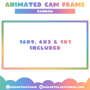 Rainbow Animated Webcam Frame | P2U Overlay, Screen, Stream, Facecam, Border, Premade, Kawaii, Cute, LGBT