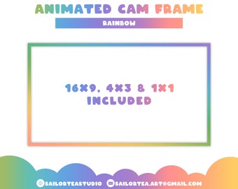 Rainbow Animated Webcam Frame | P2U Overlay, Screen, Stream, Facecam, Border, Premade, Kawaii, Cute, LGBT