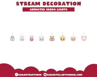 Skzoo Light Animated Stream Decoration | Premade, P2U, Overlay, Set, Screen, Cute, Pretty, Stray Kids, KPop