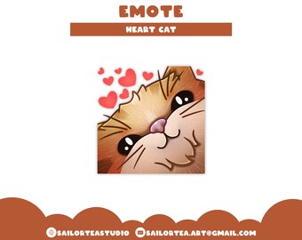 Heart Cat Emote | P2U Premade Pack Package Twitch Discord YouTube Kitty Meme Love Cute Hype Kawaii Funny Silly Zoom Emoji