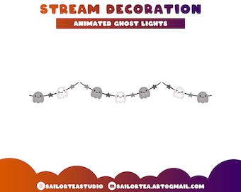 Animated Ghost Lights Stream Decoration | P2U Premade Set Pack Overlay String Fairy Halloween Autumn Fall Scary