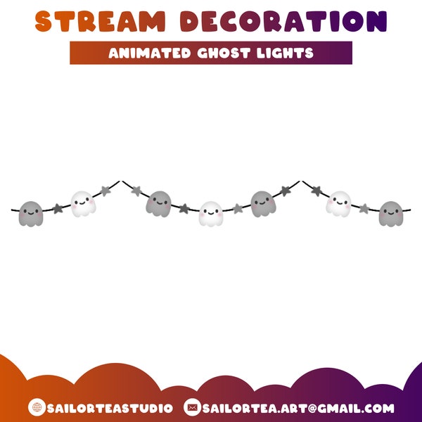 Animated Ghost Lights Stream Decoration | P2U Premade Set Pack Overlay String Fairy Halloween Autumn Fall Scary