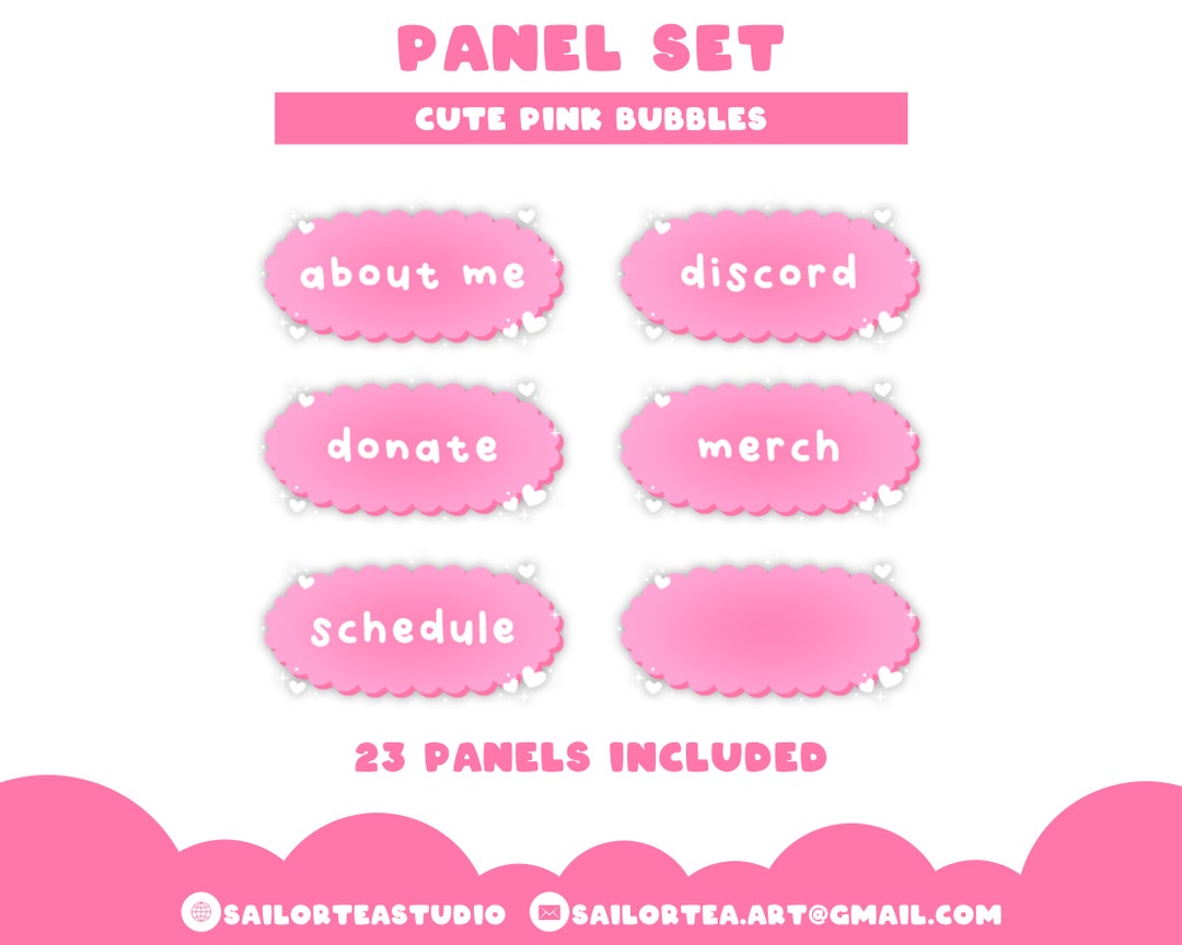 Cute Pink Panel Set P2U Premade Pack Package Pretty Heart Love Sparkle ...